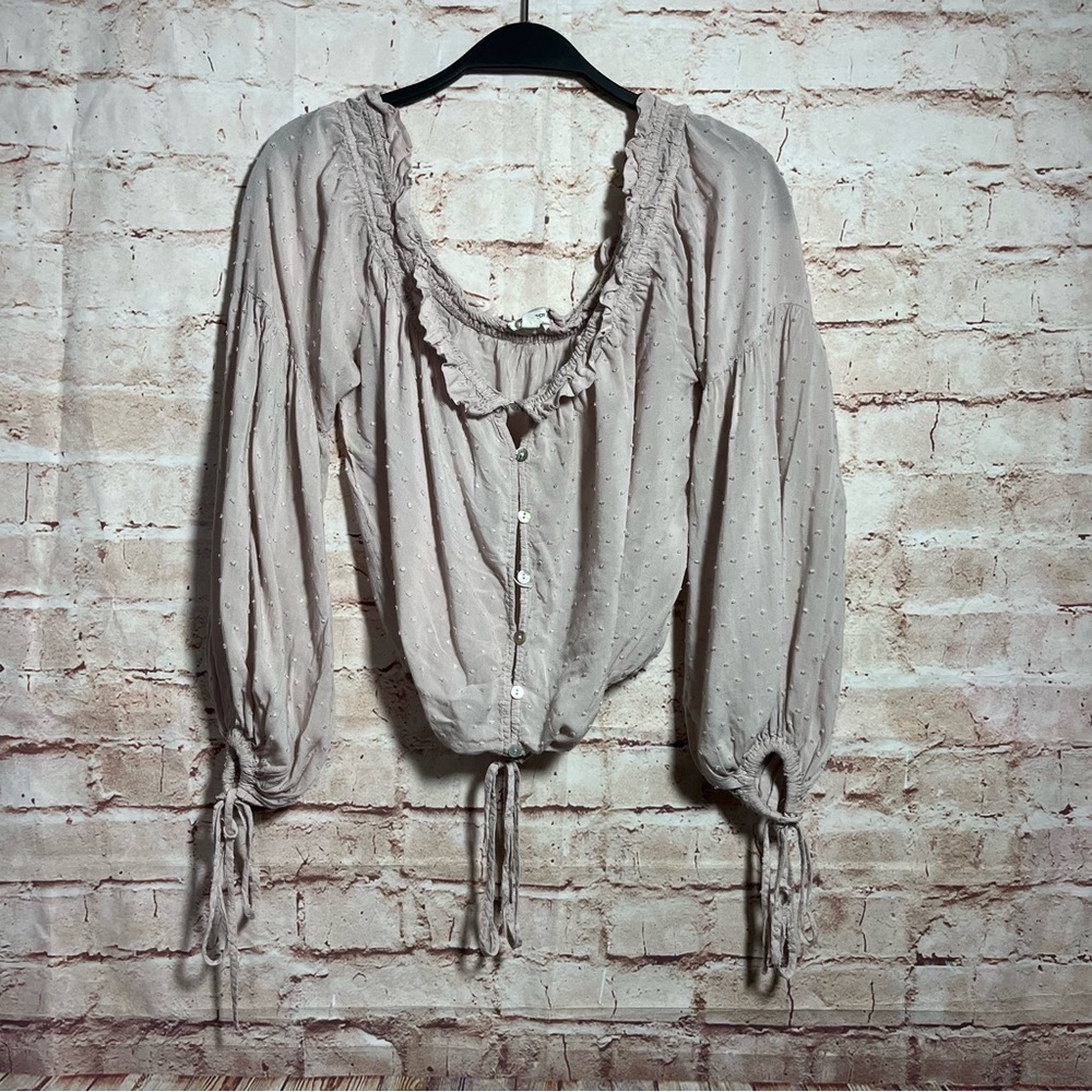 Cotton Candy Tan boho long sleeve top size large